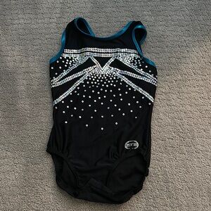 Black and Blue Rhinestone Leotard